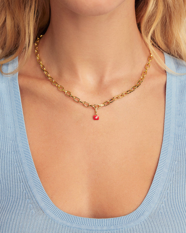 Petite Puff Charm || option::18K Gold Plated, Red