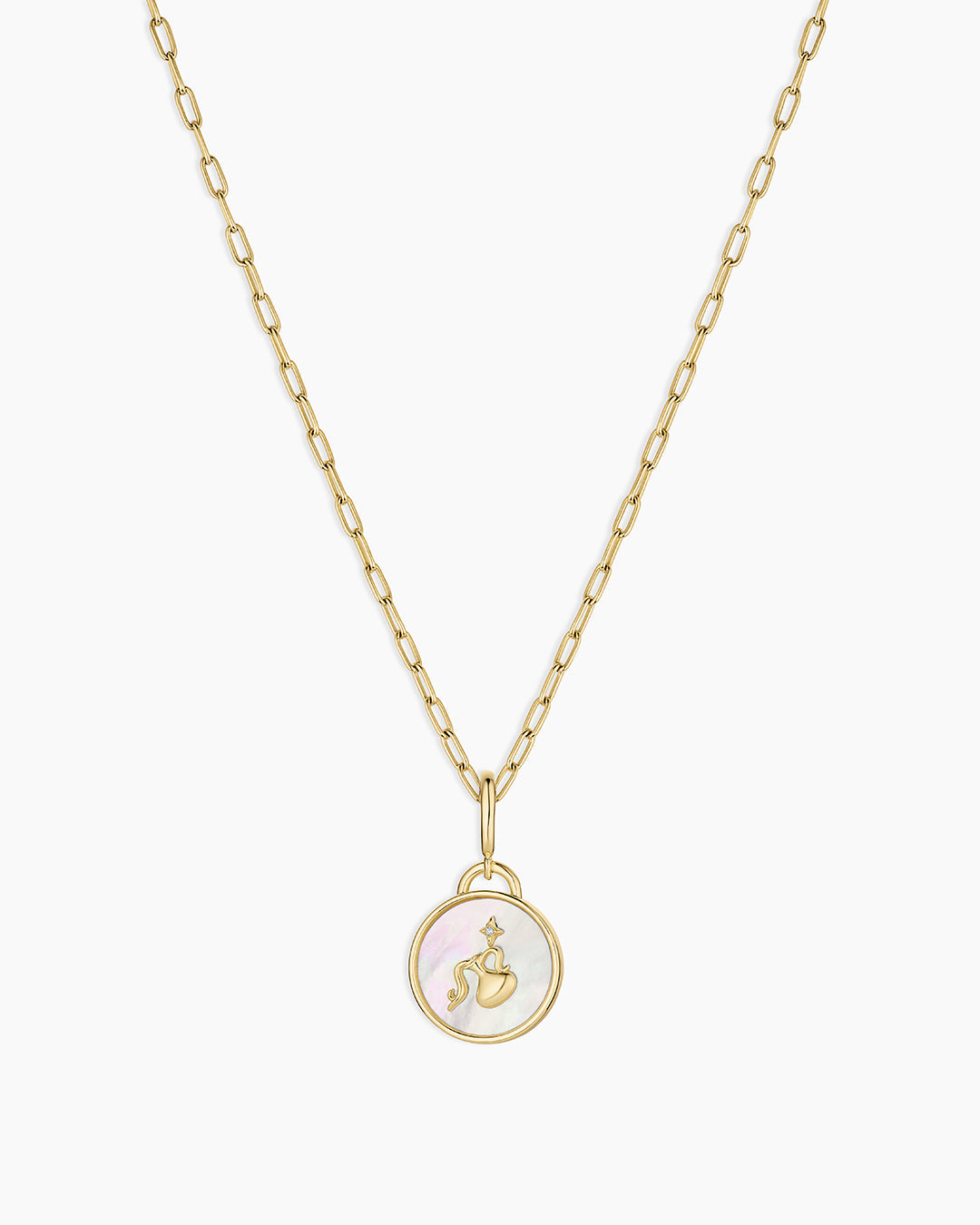 Vintage Zodiac Charm Necklace  || option::18K Gold Plated, Aquarius
