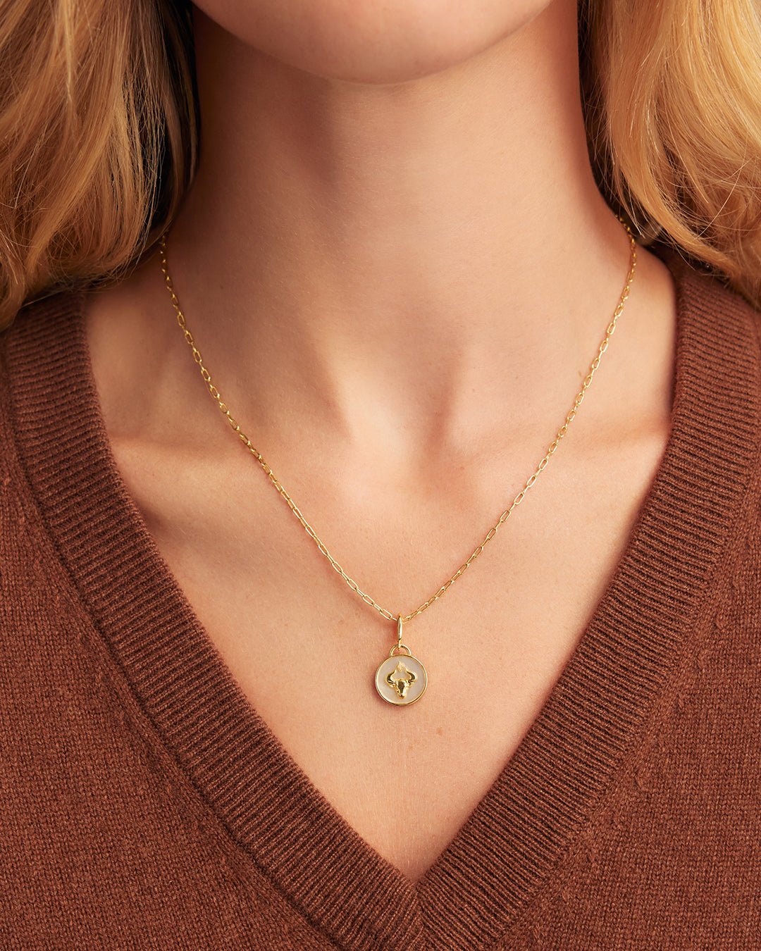 Vintage Zodiac Charm Necklace  || option::18K Gold Plated, Taurus