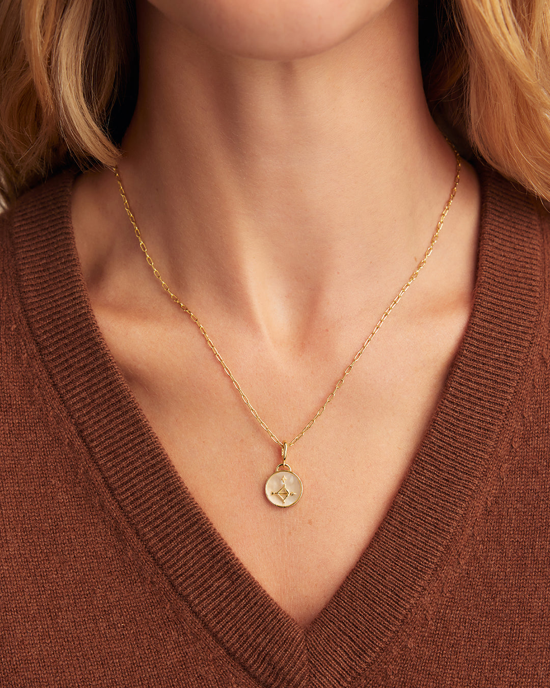 Vintage Zodiac Charm Necklace  || option::18K Gold Plated, Sagittarius