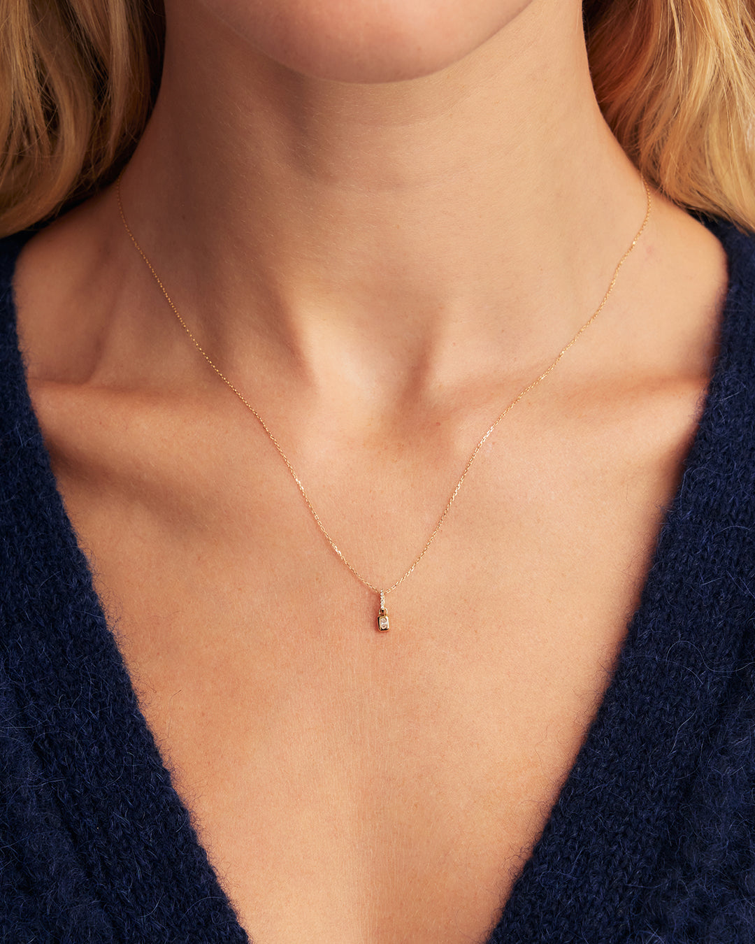 14K Lab Grown Diamond Petite Tag Charm || option::14K Solid Gold