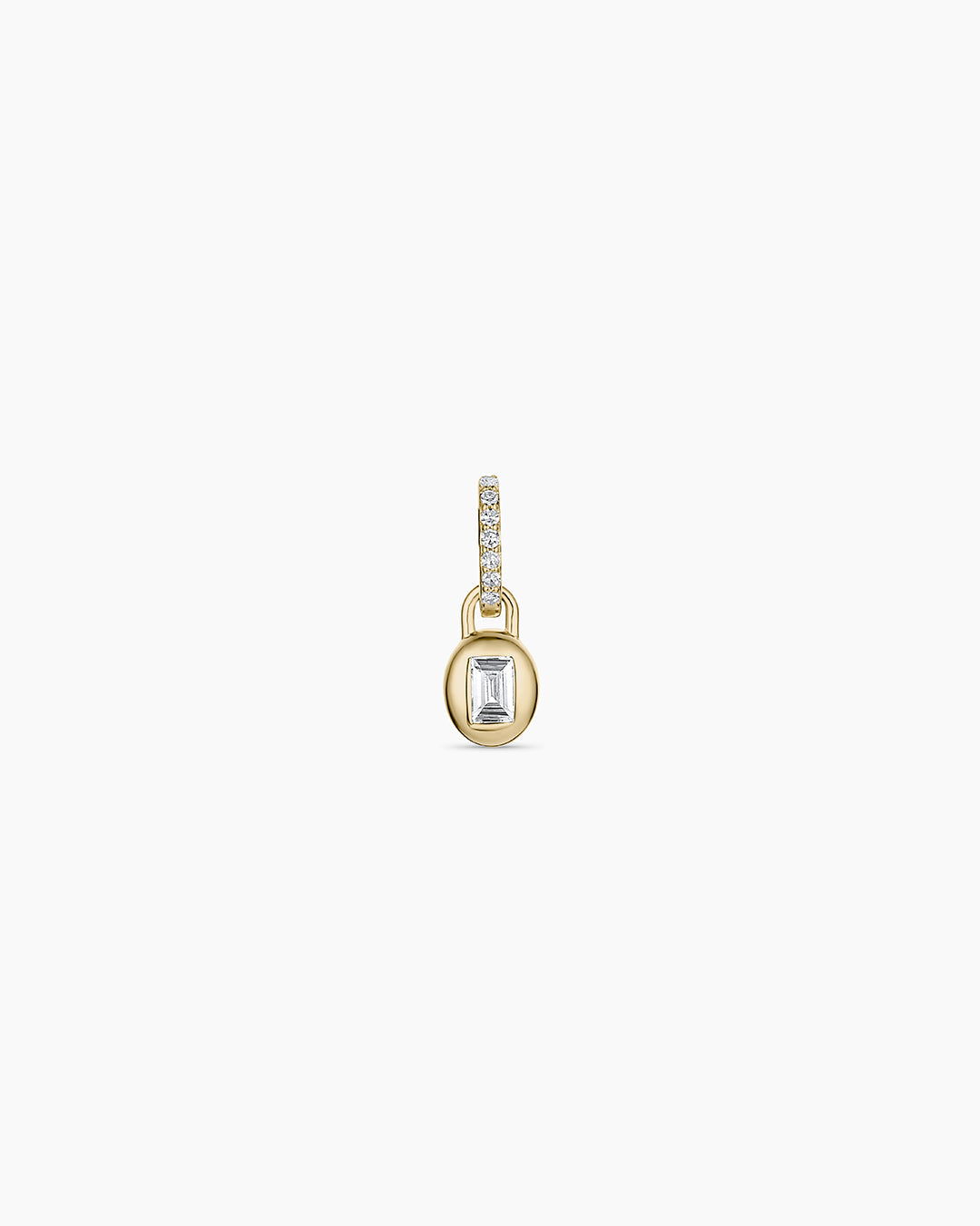 14K Lab Grown Diamond Petite Oval Charm || option::14K Solid Gold