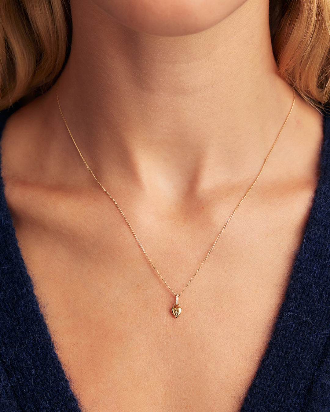 14K Diamond Petite Heart Charm  || option::14K Solid Gold