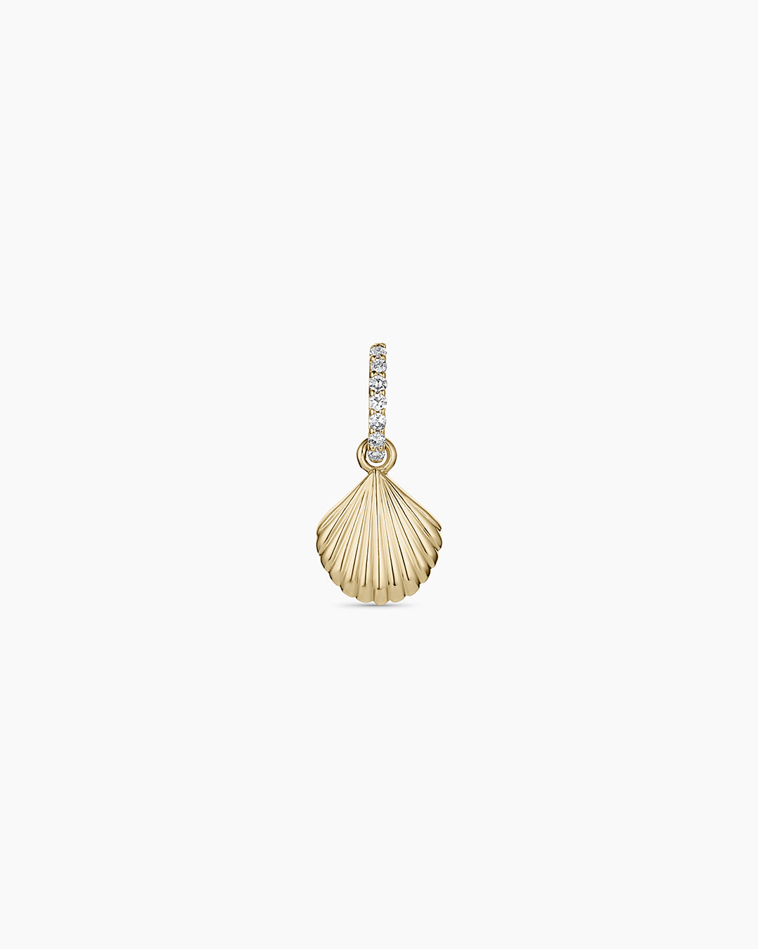 14K Diamond Scallop Charm  || option::14K Solid Gold