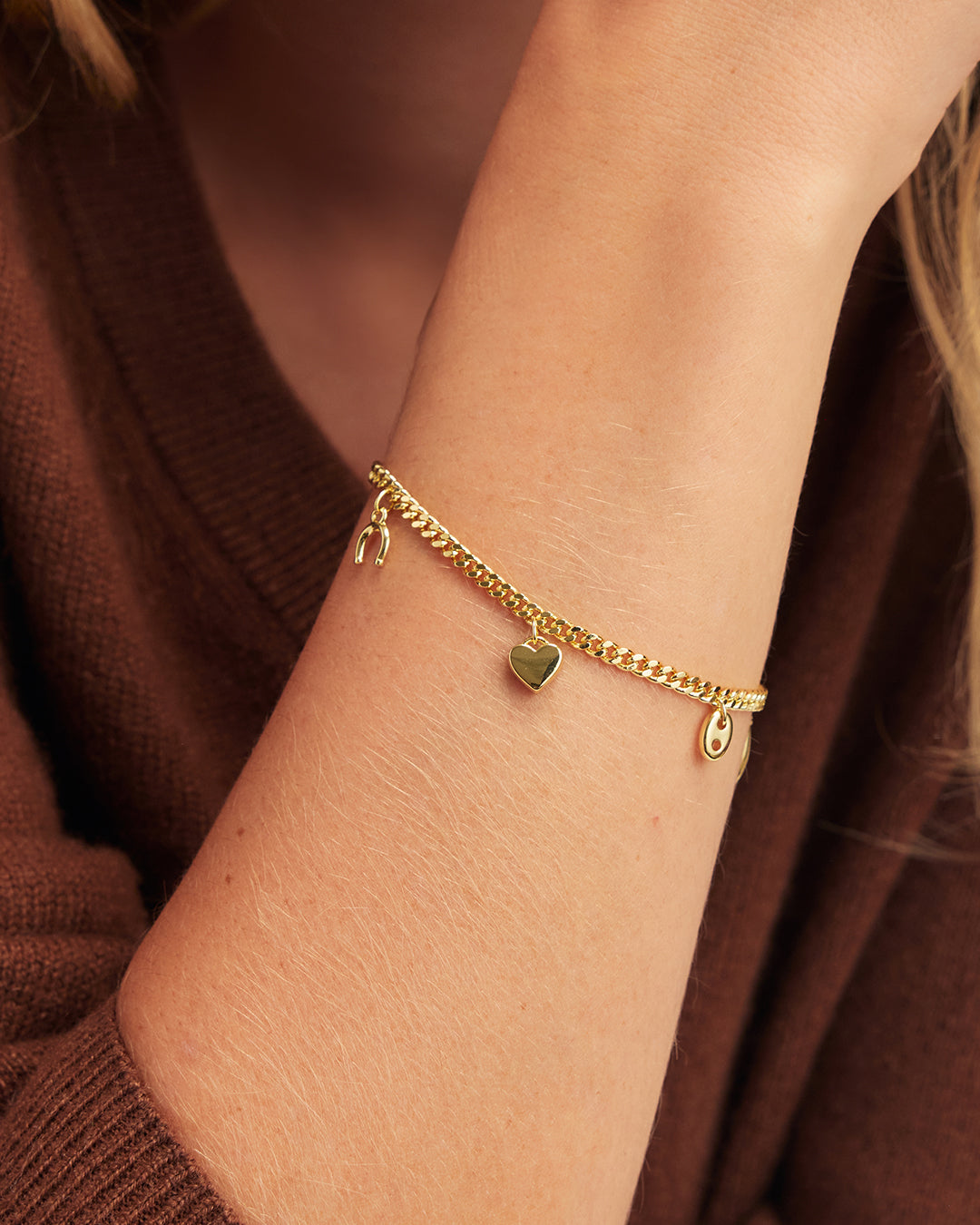 Bella Mini Charm Bracelet || option::18K Gold Plated