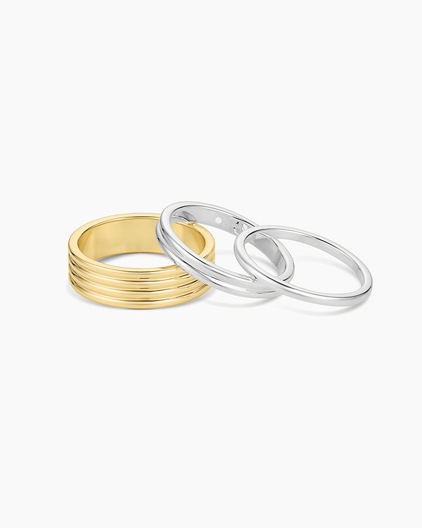 Melrose Mixed Ring Set || option::18K Gold & Silver Plated