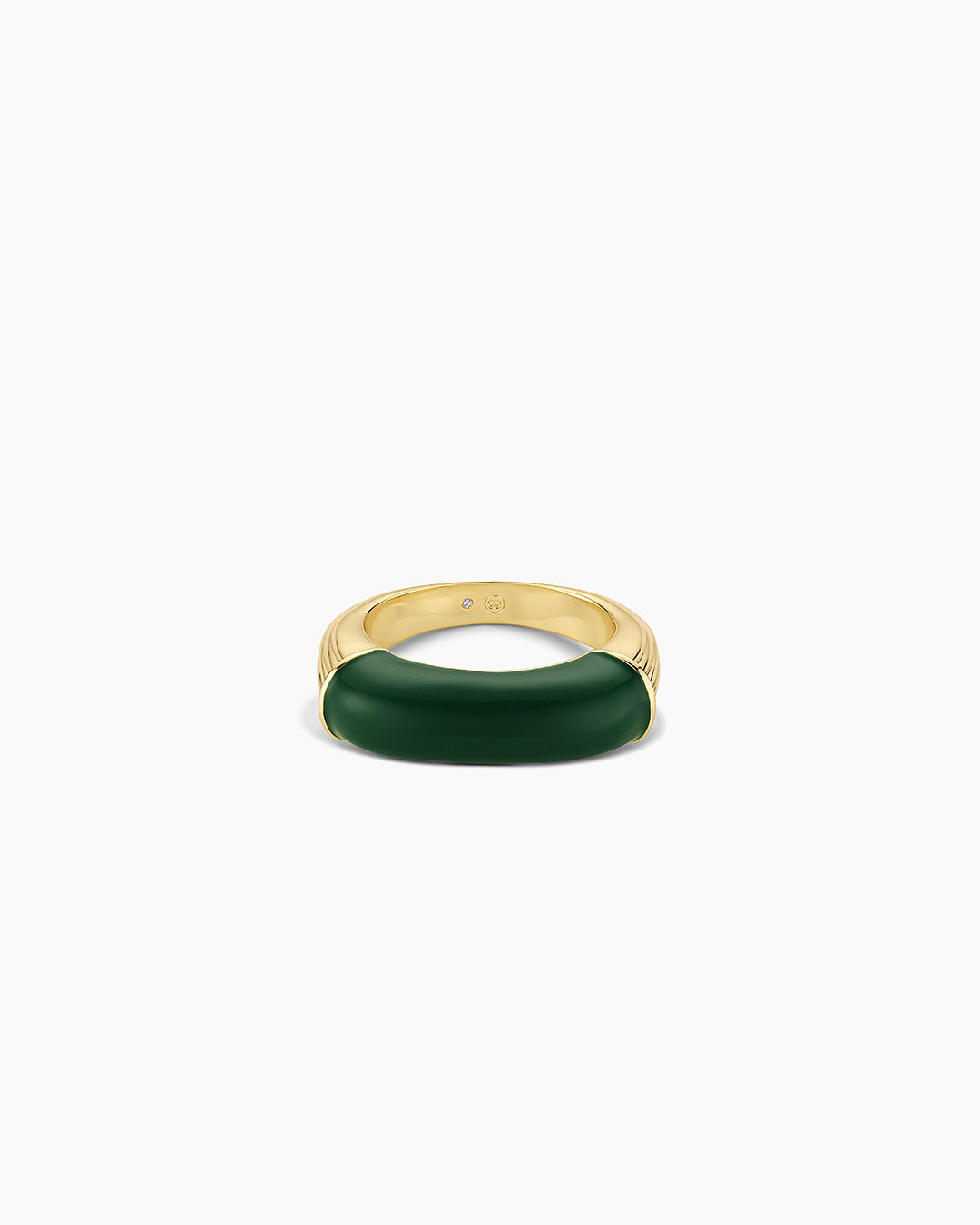 Bella Enamel Ring || option::18K Gold Plated, Forest Green