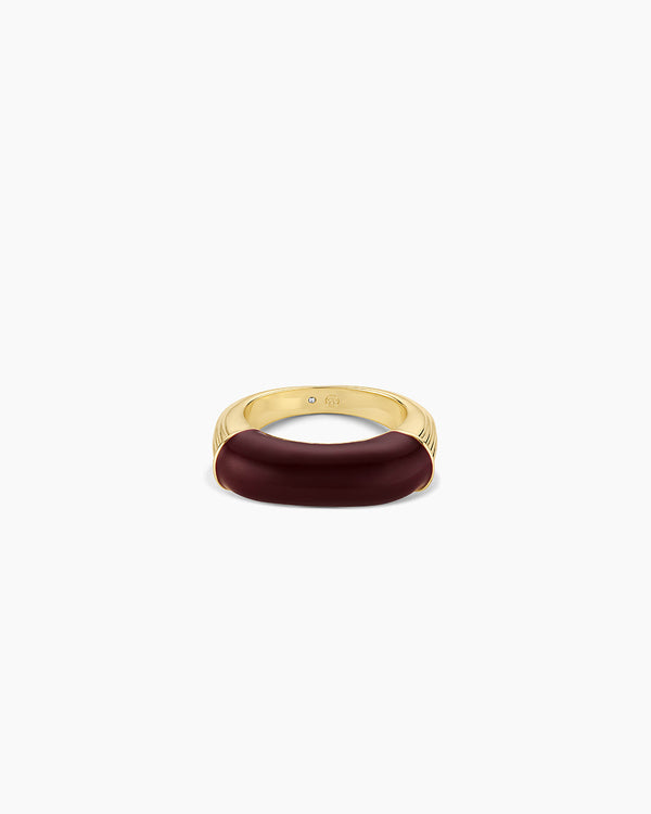 Bella Enamel Ring || option::18K Gold Plated, Burgundy