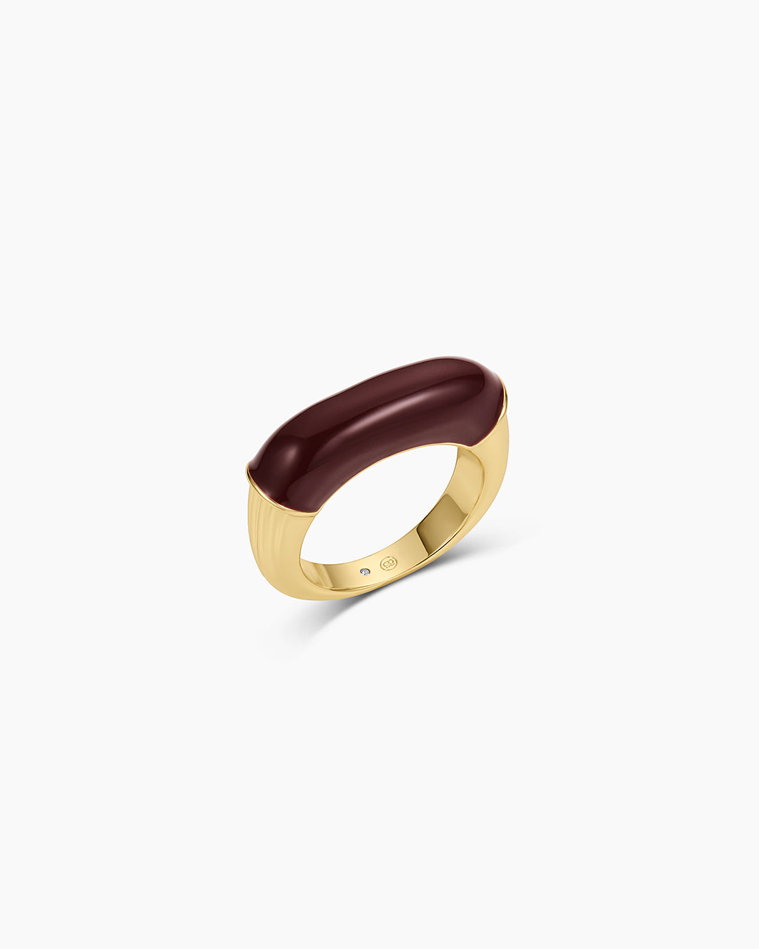 Bella Enamel Ring || option::18K Gold Plated, Burgundy