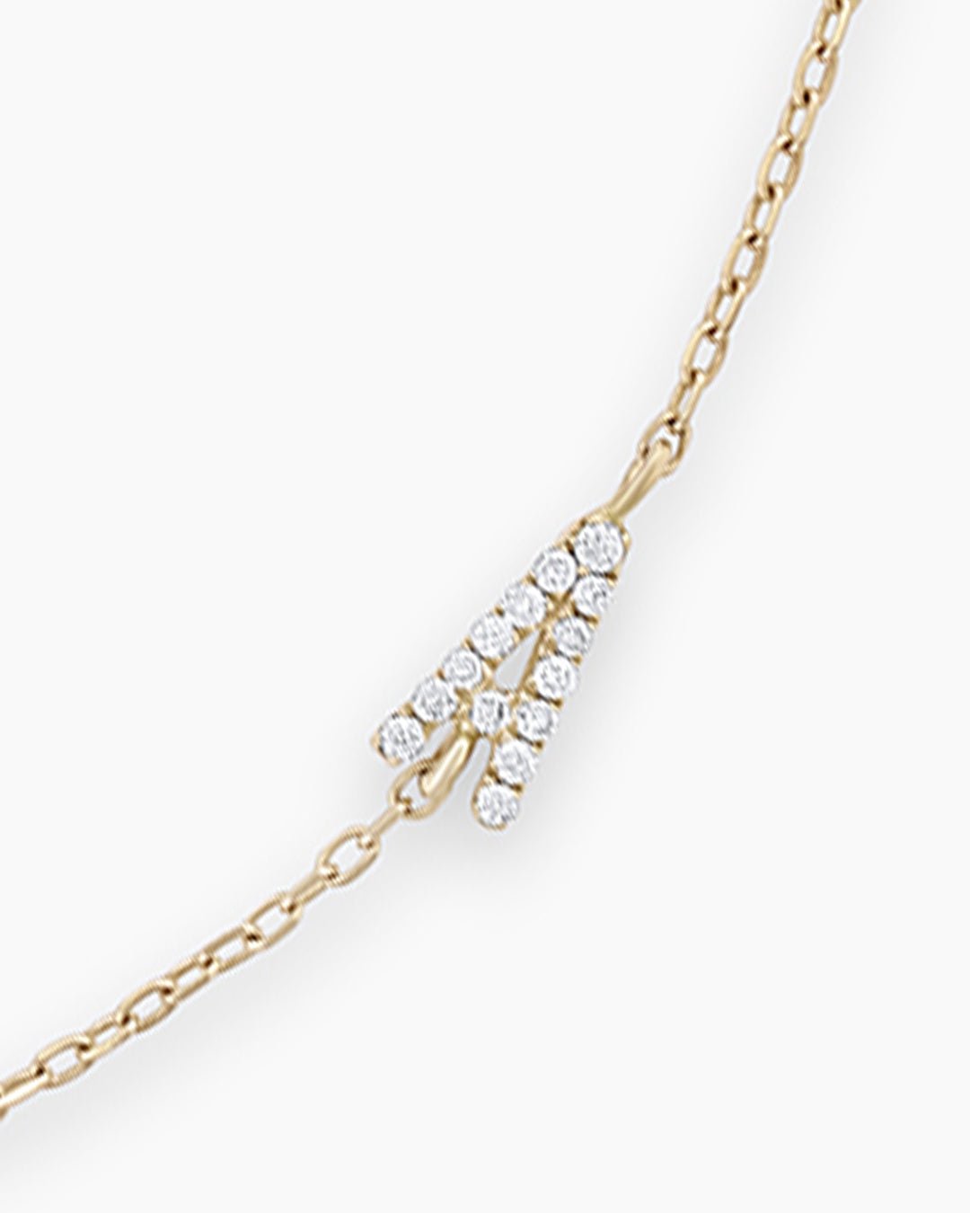 Diamond Pavé Alphabet Bracelet #A || option::14k Solid Gold, A