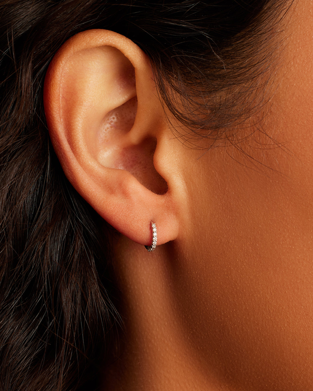 White Gold Diamond Huggie Earrings gorjana - Main Image