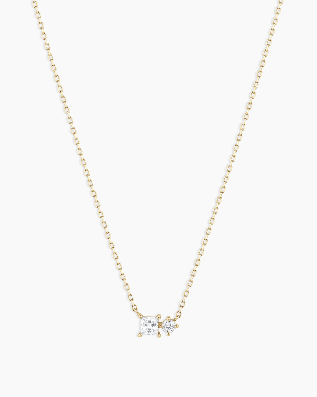 Diamond and White Sapphire Necklace || option::14k Solid Gold
