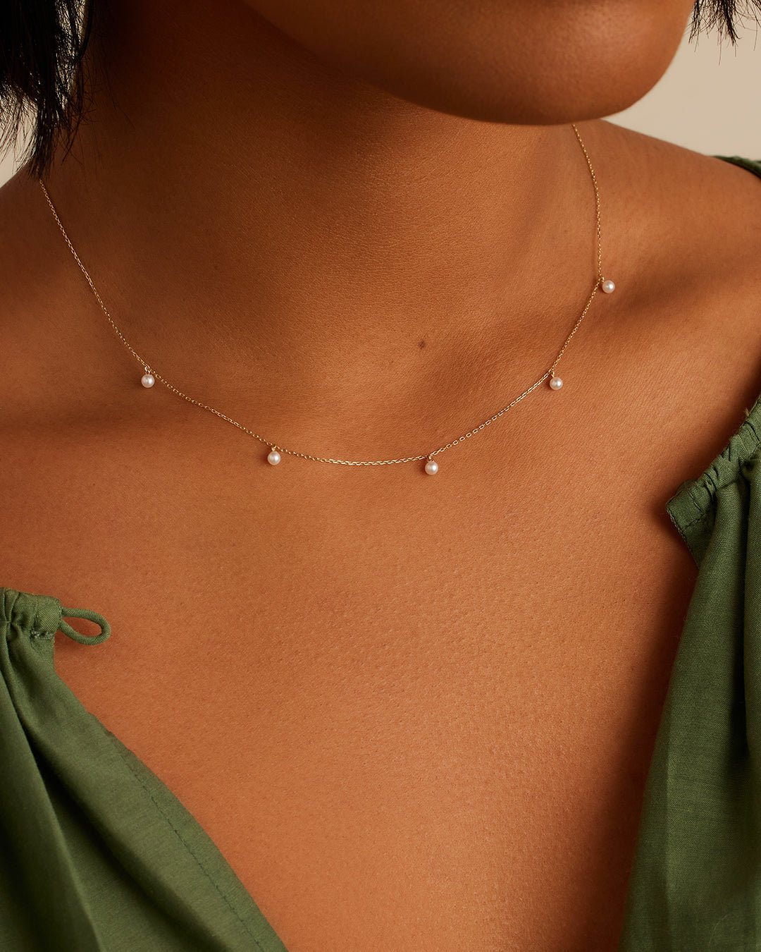 Pearl Flutter Necklace || option::14k Solid Gold