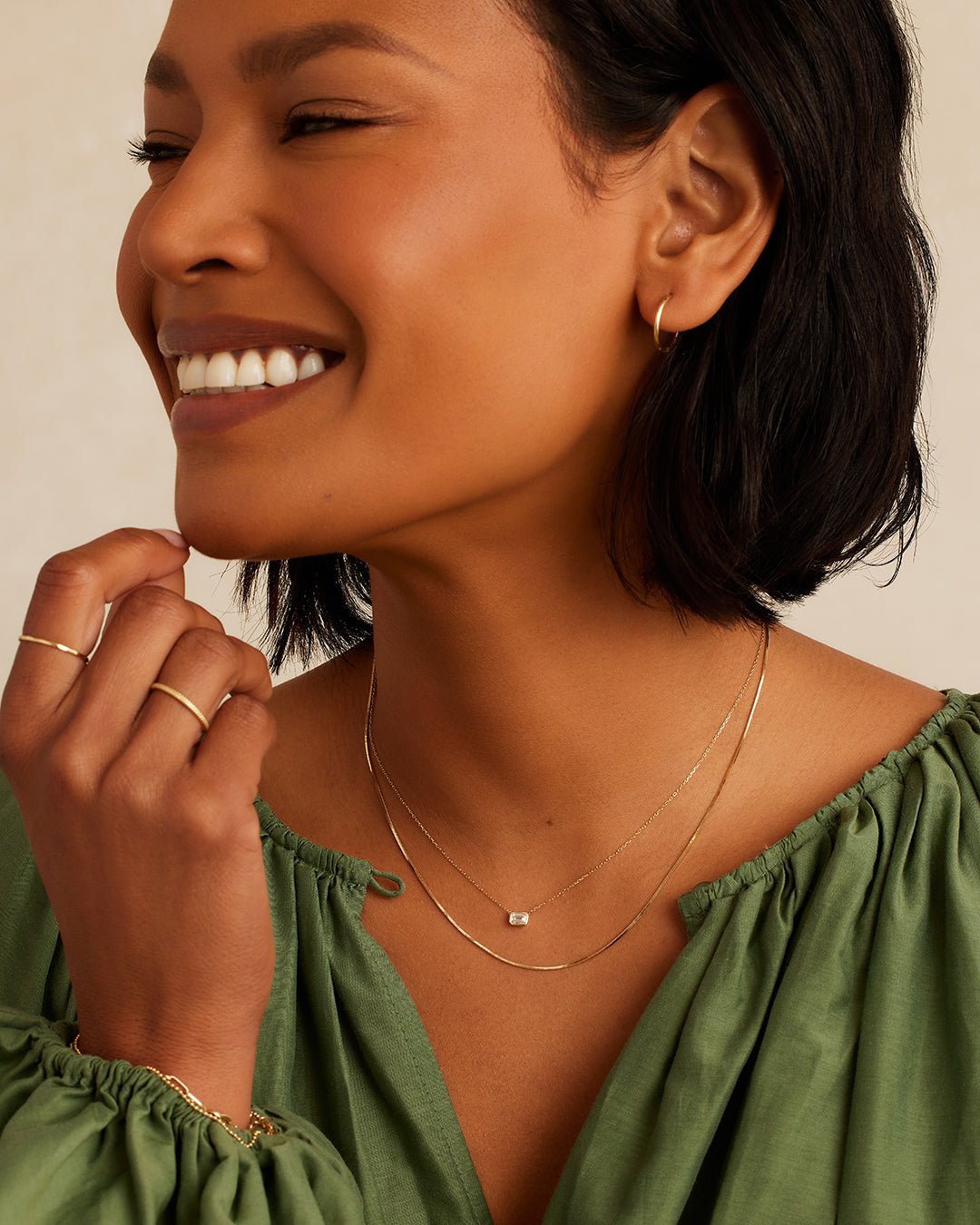 Classic Diamond Emerald Necklace || option::14k Solid Gold || set::classic-diamond-emerald-necklace-stl