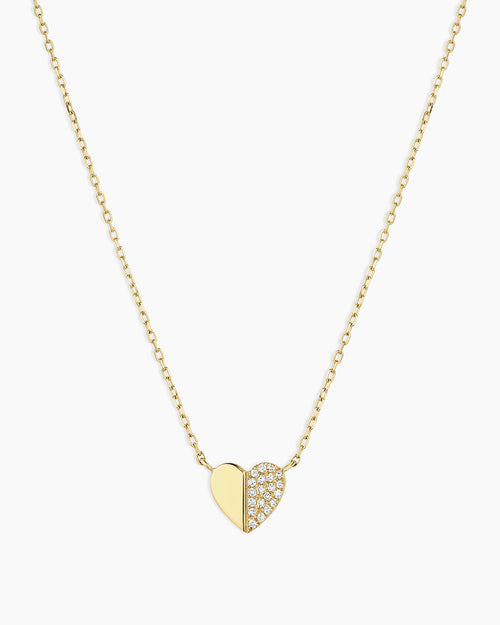Diamond Bond Necklace || option::14k Solid Gold, Single - Diamonds Right