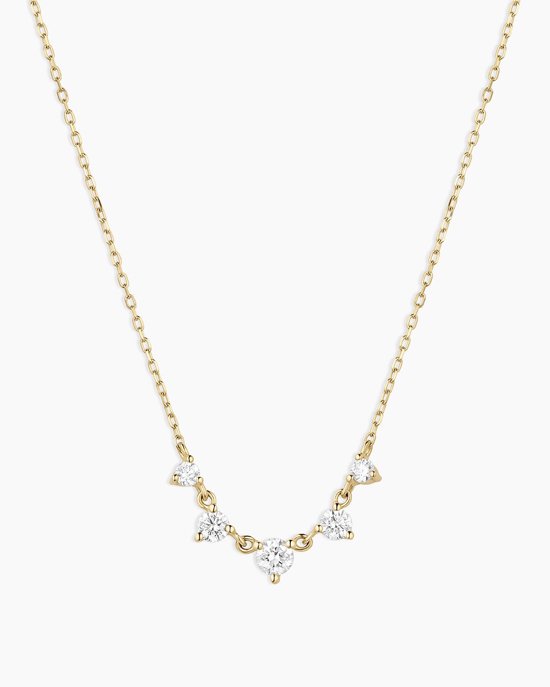Elle Diamond Row Necklace || option::14k Solid Gold