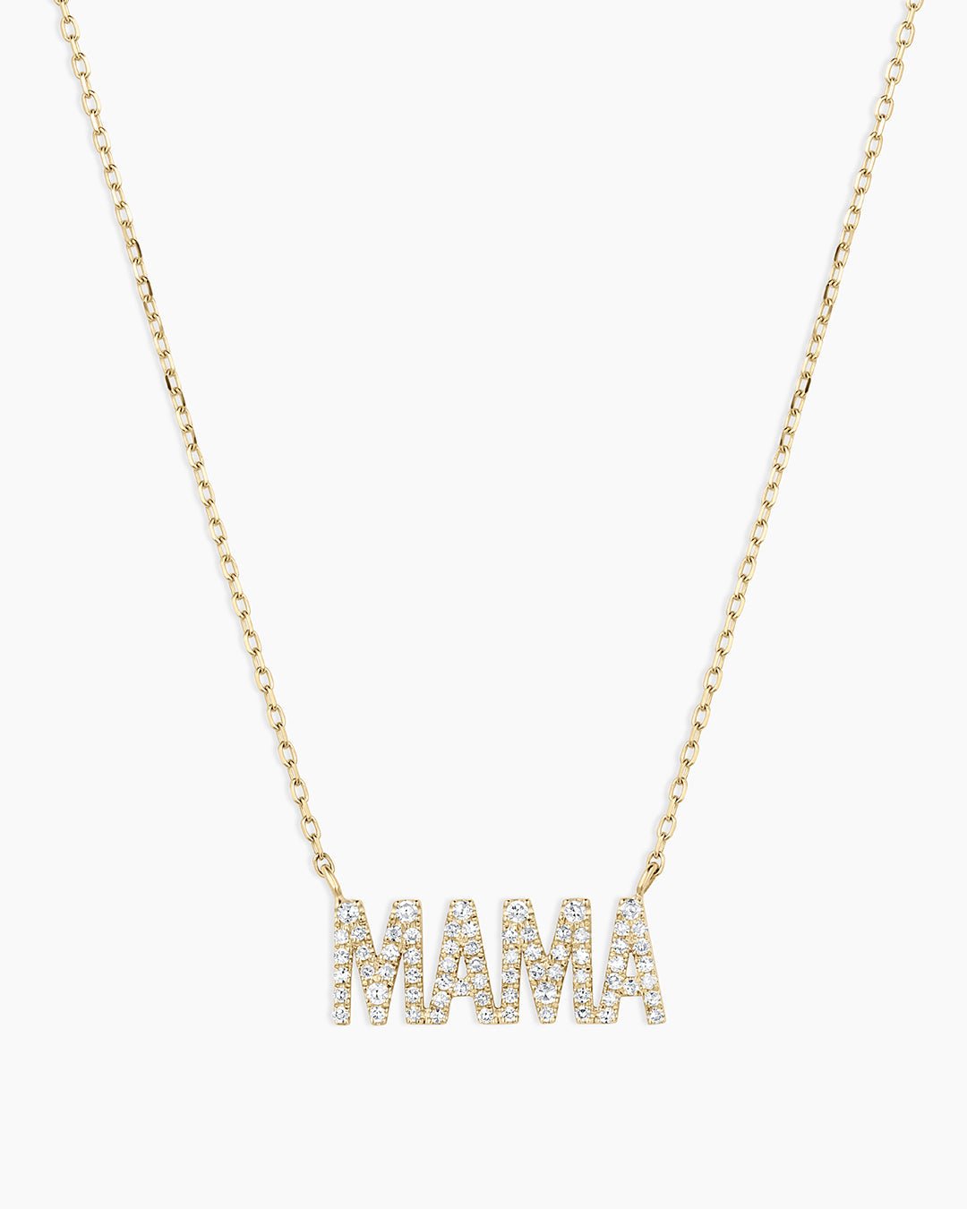 Diamond Pavé Mama Necklace || option::14k Solid Gold