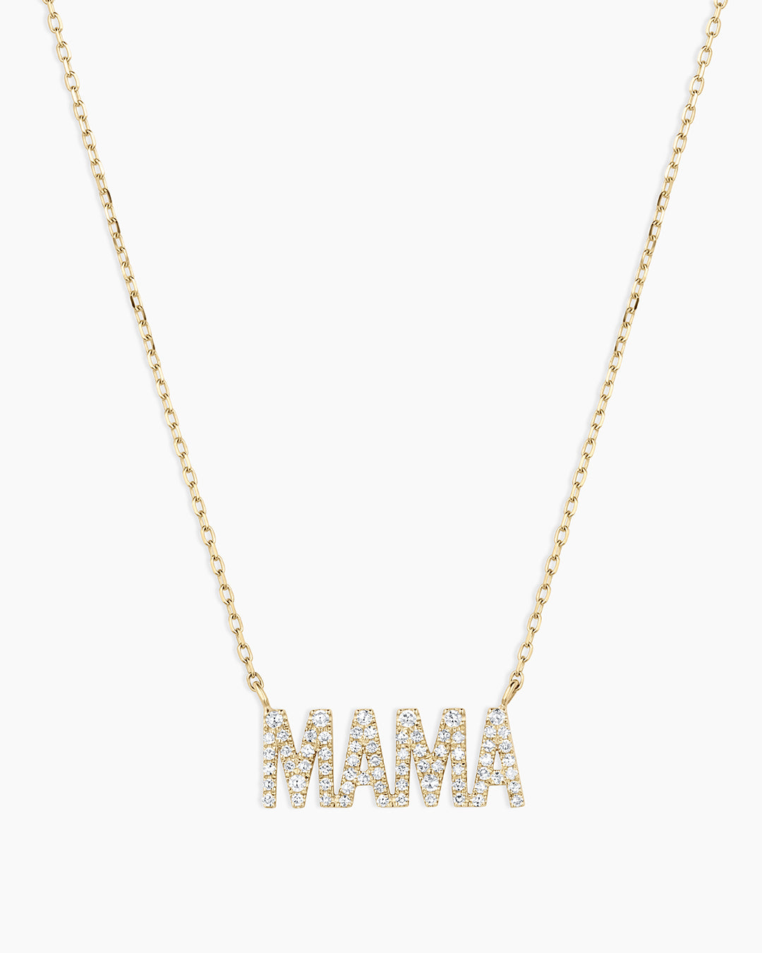 Diamond Pavé Mama Necklace || option::14k Solid Gold