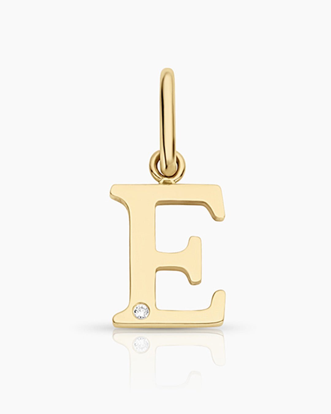 Diamond Vintage Alphabet Charm || option::14k Solid Gold, E