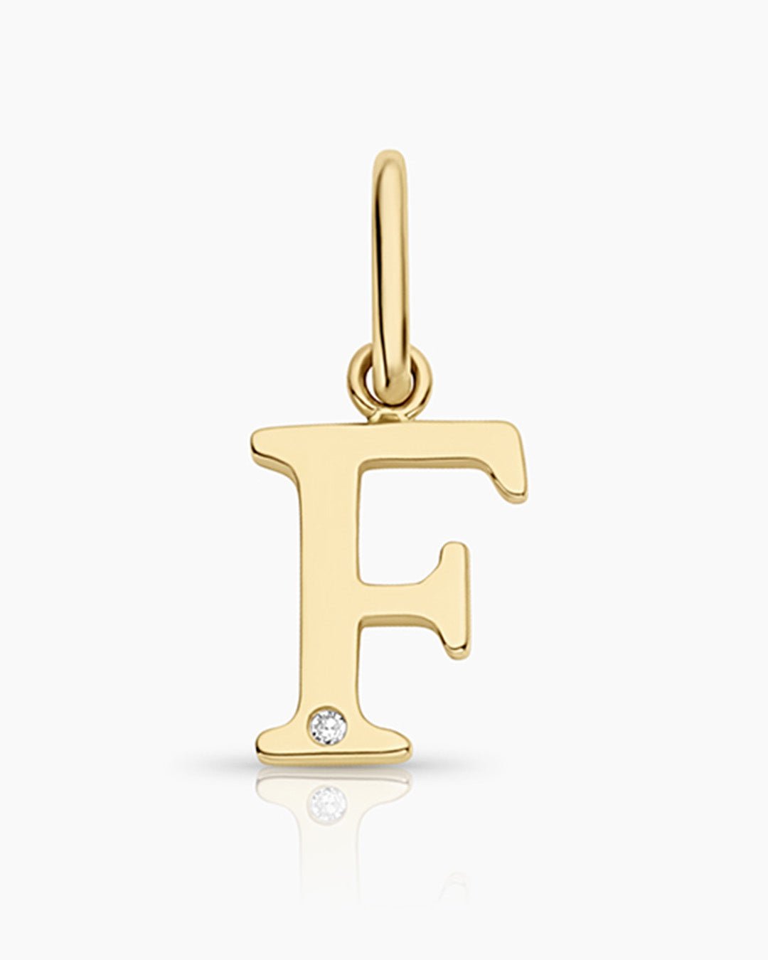 Diamond Vintage Alphabet Charm || option::14k Solid Gold, F