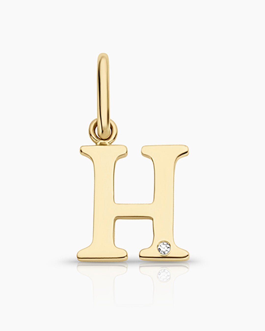 Diamond Vintage Alphabet Charm || option::14k Solid Gold, H
