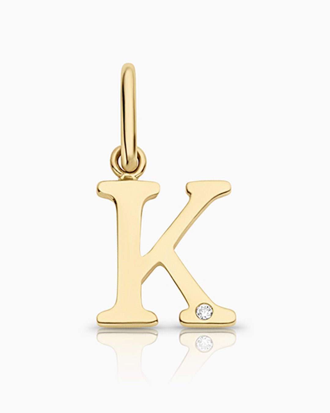 Diamond Vintage Alphabet Charm || option::14k Solid Gold, K