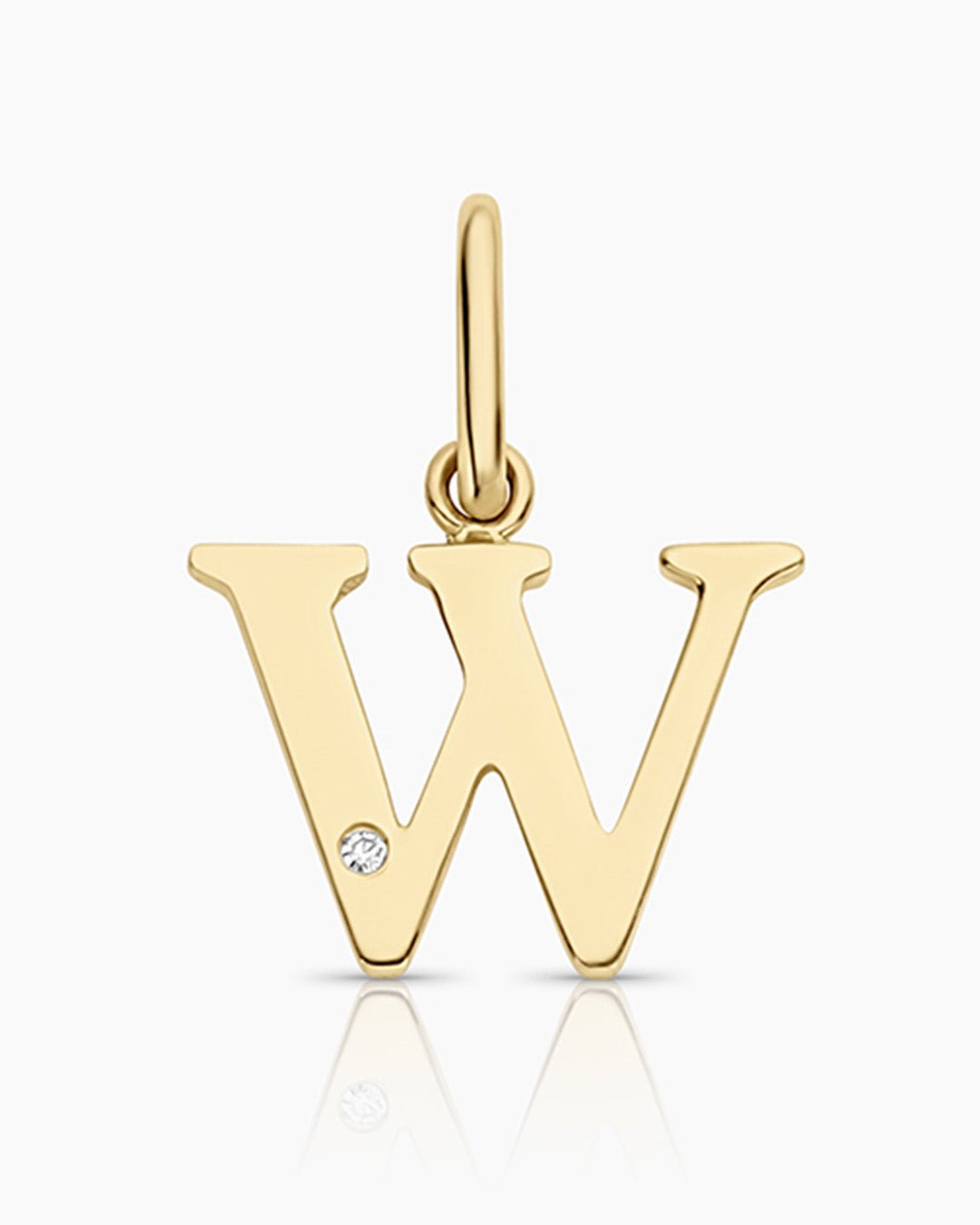 Diamond Vintage Alphabet Charm || option::14k Solid Gold, W