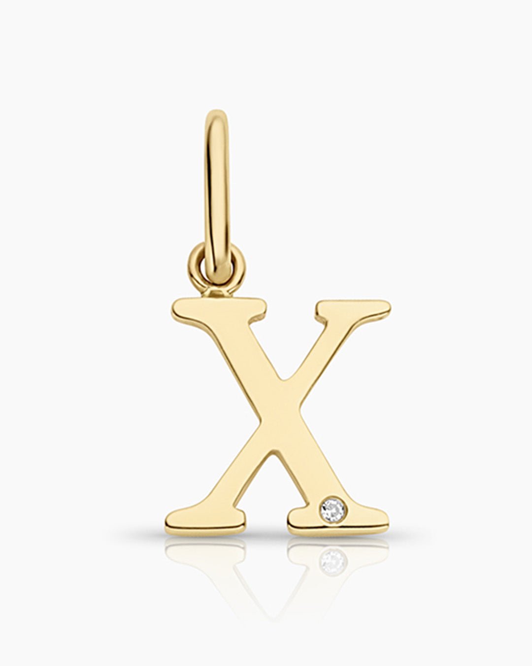 Diamond Vintage Alphabet Charm || option::14k Solid Gold, X