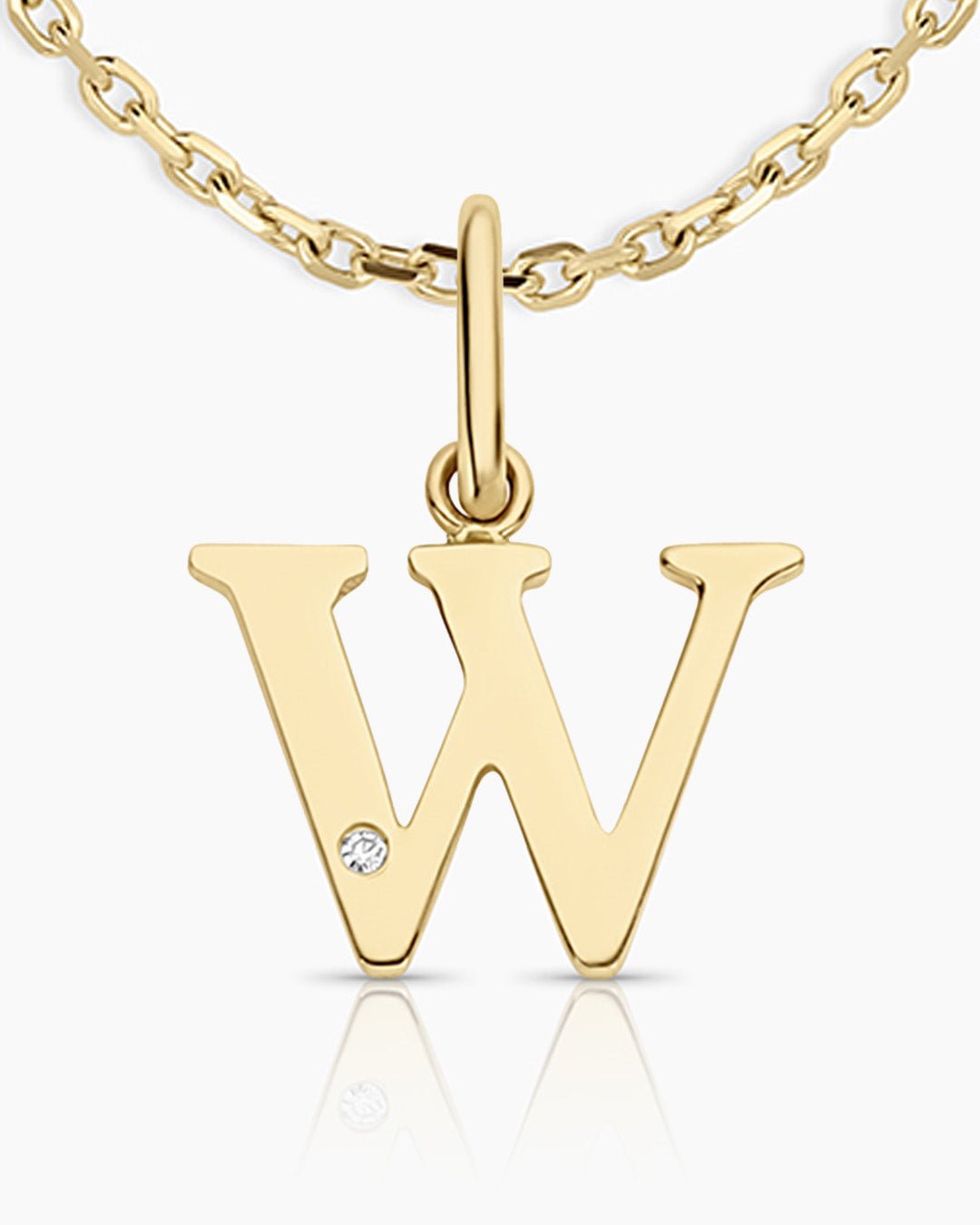 Diamond Vintage Alphabet Necklace || option::14k Solid Gold, W