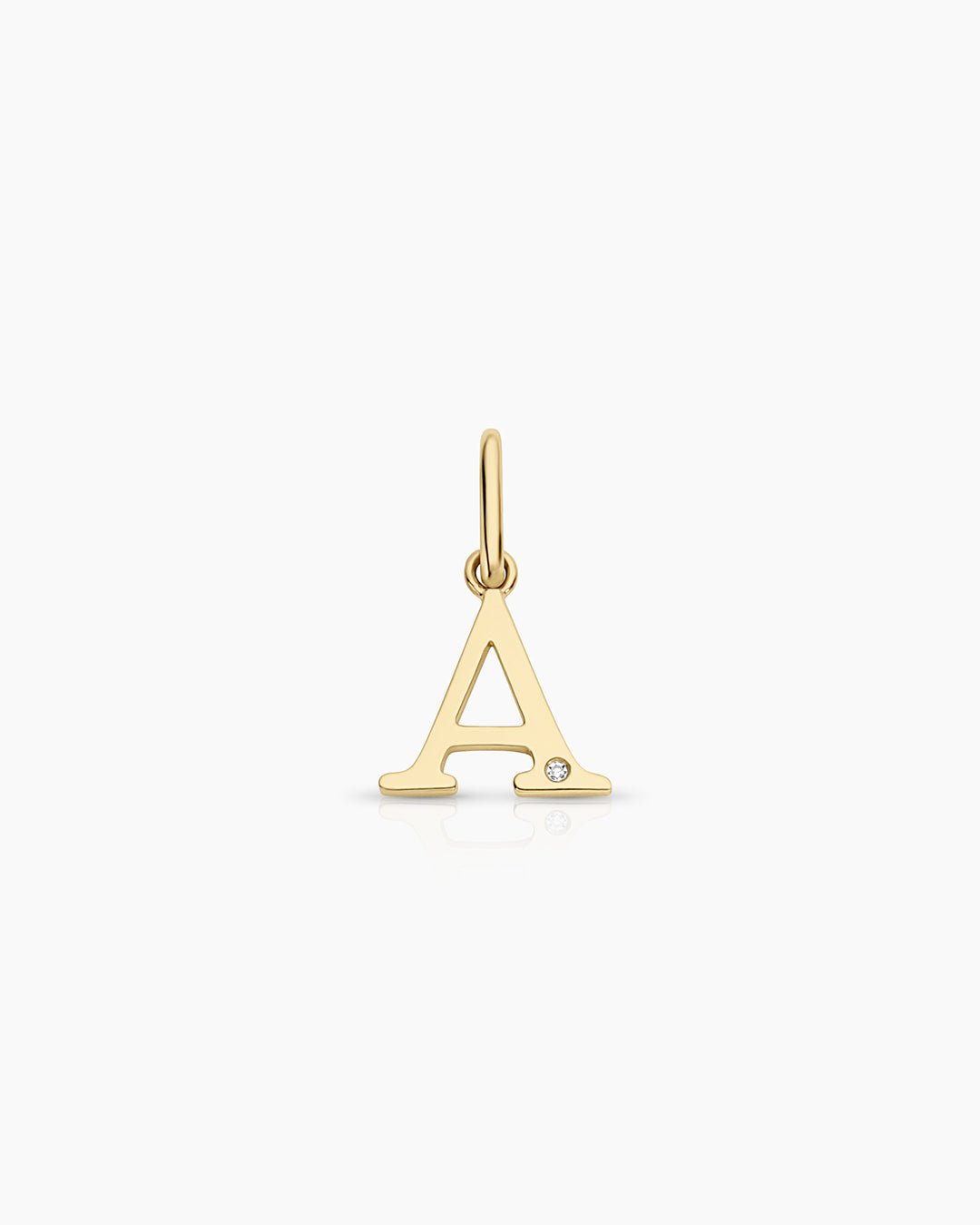Diamond Vintage Alphabet Charm || option::14k Solid Gold, A