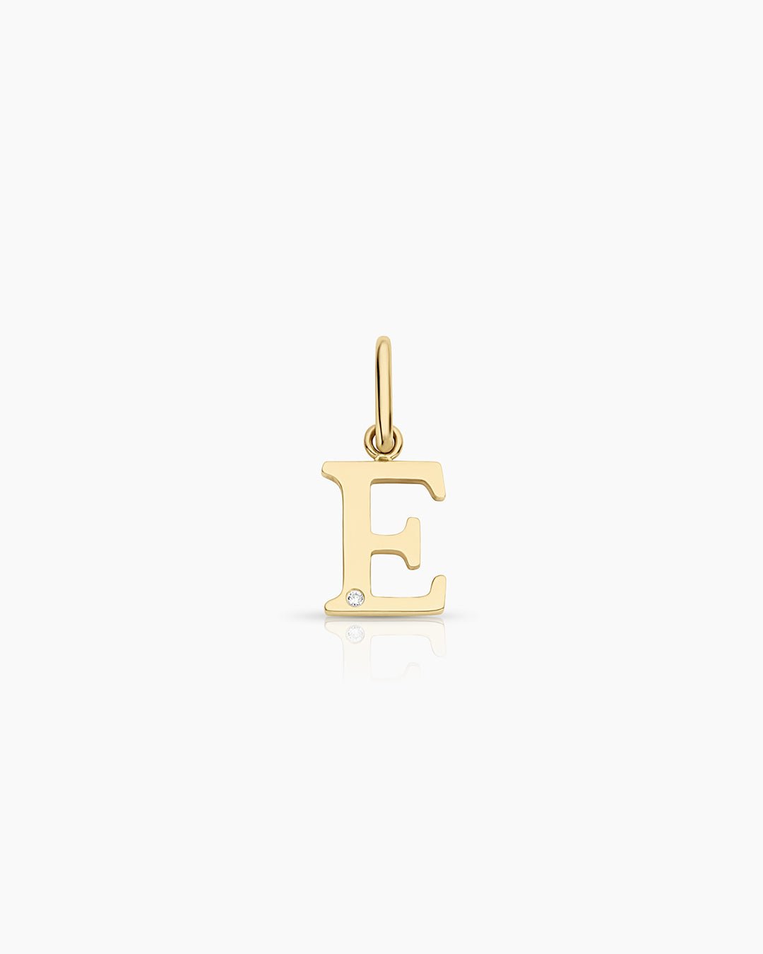 Diamond Vintage Alphabet Charm || option::14k Solid Gold, E
