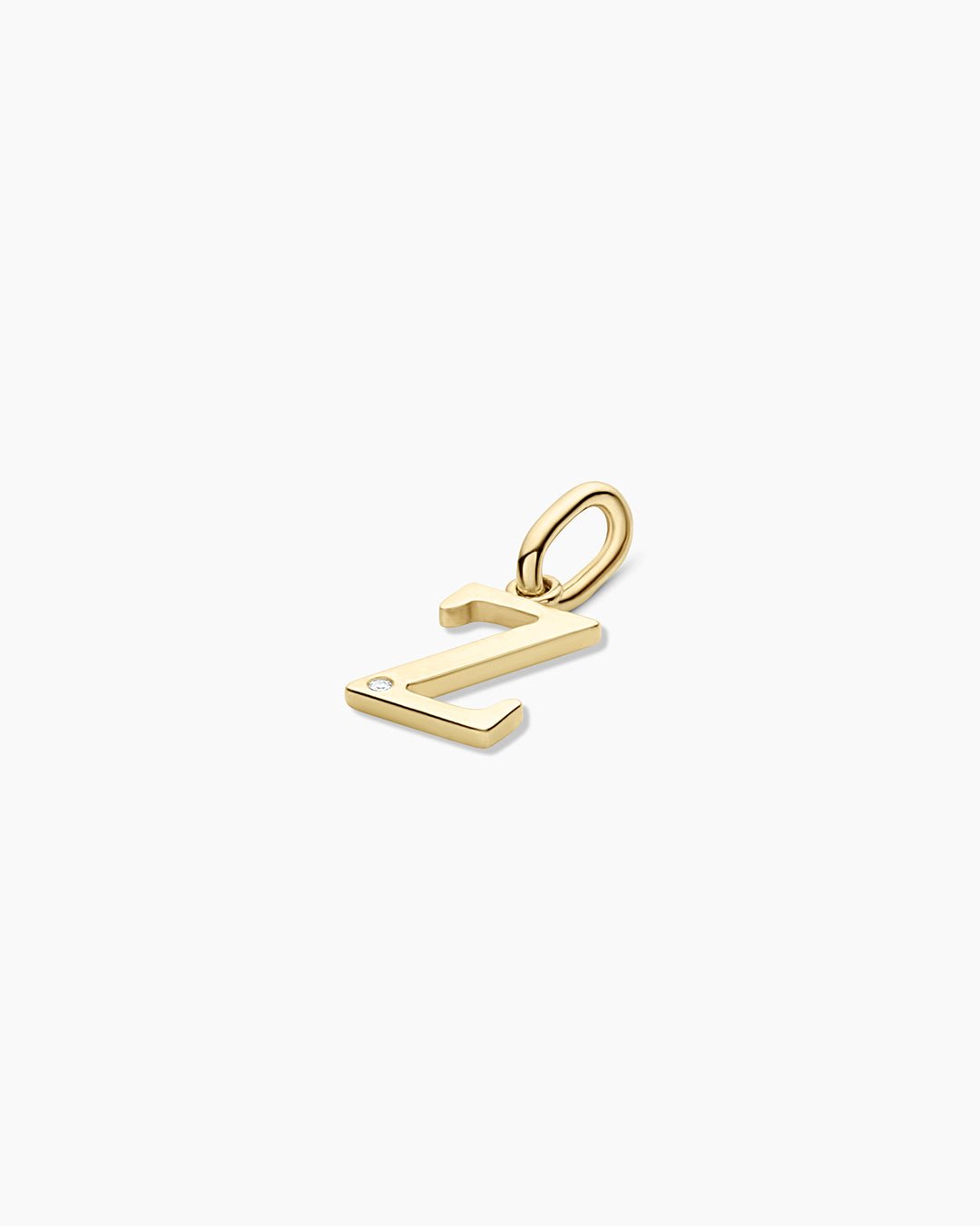 Diamond Vintage Alphabet Charm || option::14k Solid Gold, Z