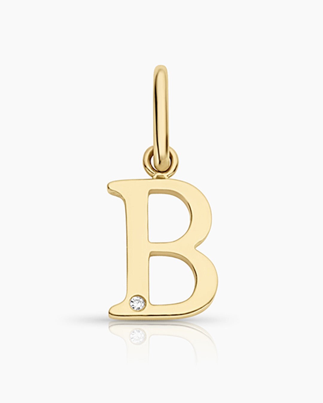 Diamond Vintage Alphabet Charm || option::14k Solid Gold, B