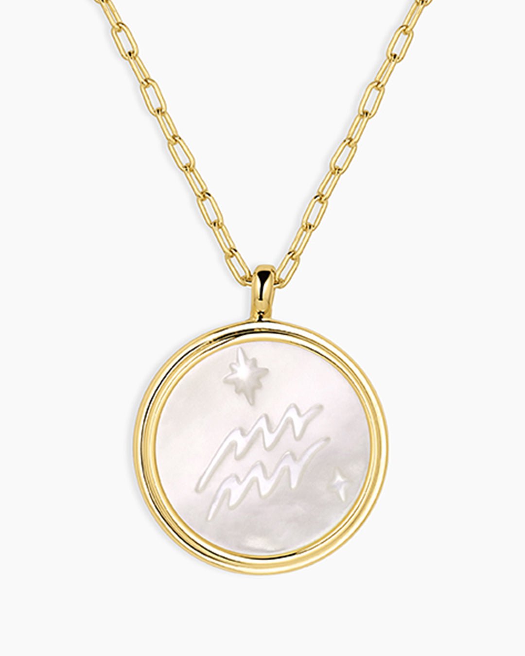 Zodiac Necklace || option::Gold Plated, Aquarius