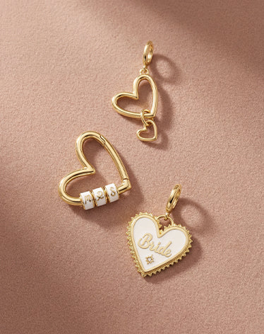 gold plated heart and bridal charms