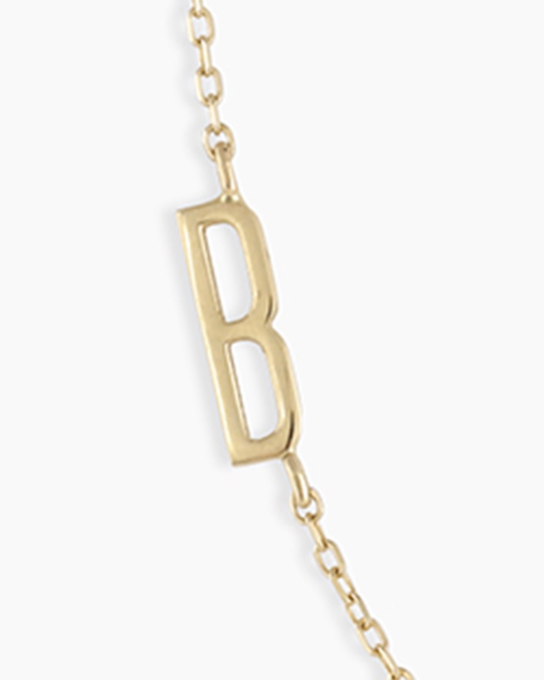  Woman wearing Alphabet Necklace || option::14k Solid Gold, B