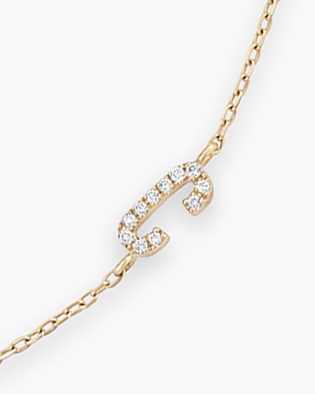 Diamond Pavé Alphabet Bracelet #A || option::14k Solid Gold, C