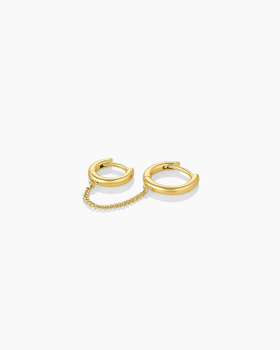 Diamond & Gold Chain Double Huggie Earrings - Nuha Jewelers