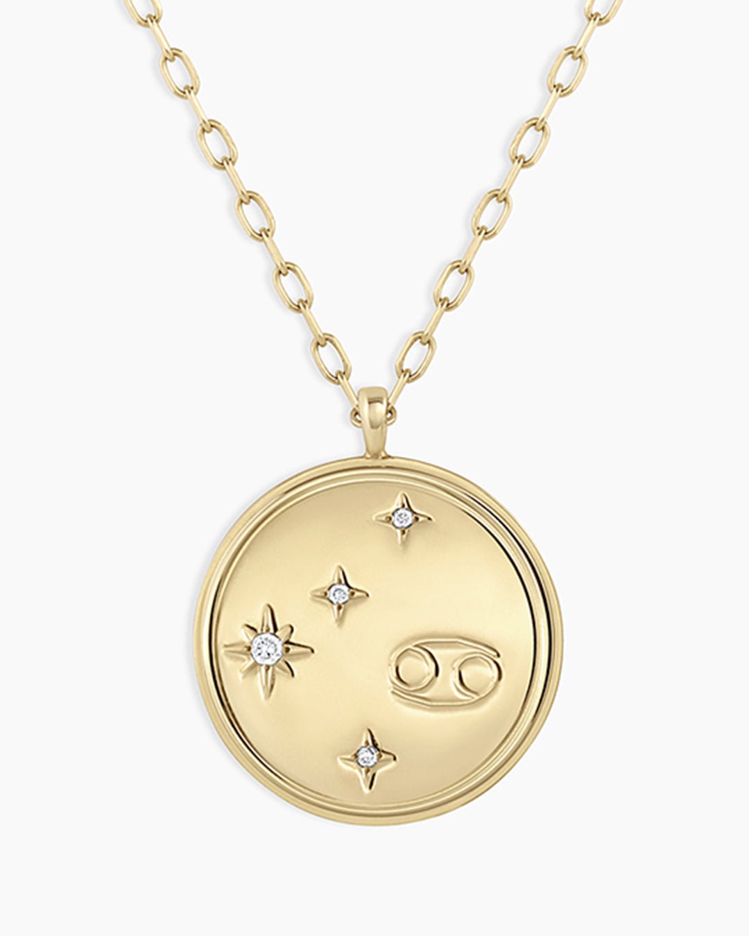 Diamond Zodiac Virgo Necklace || option::14k Solid Gold, Cancer