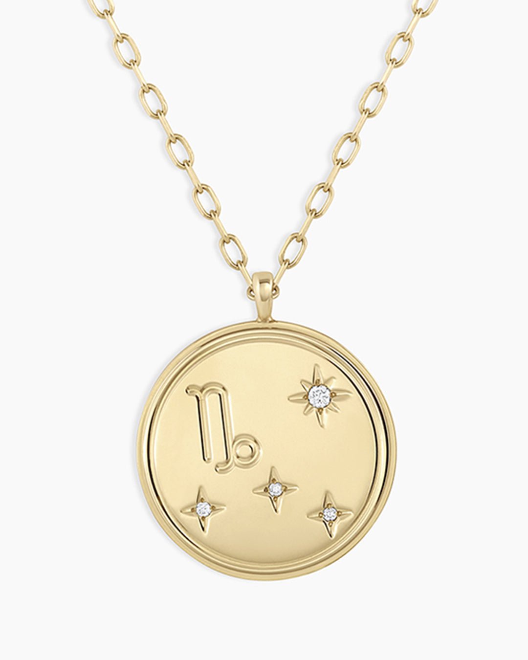 Diamond Zodiac Virgo Necklace || option::14k Solid Gold, Capricorn