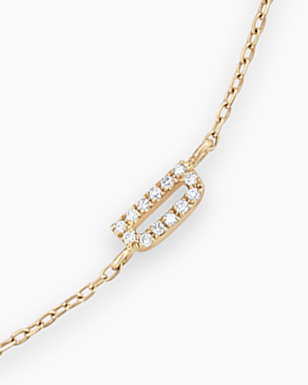 Diamond Pavé Alphabet Bracelet #A || option::14k Solid Gold, D