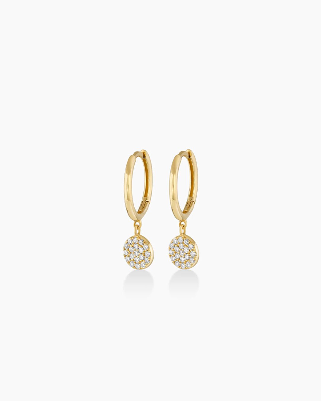 Diamond Pavé Charm HuggiesDiamondDrop earrings || option::14k Solid Gold