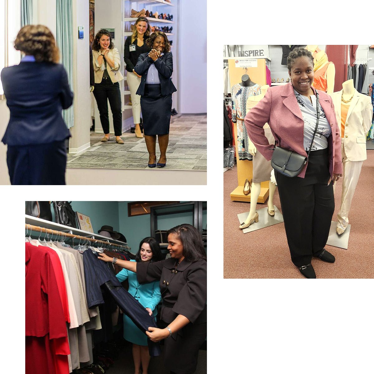 collage of women working with the Dress For Success Foundation