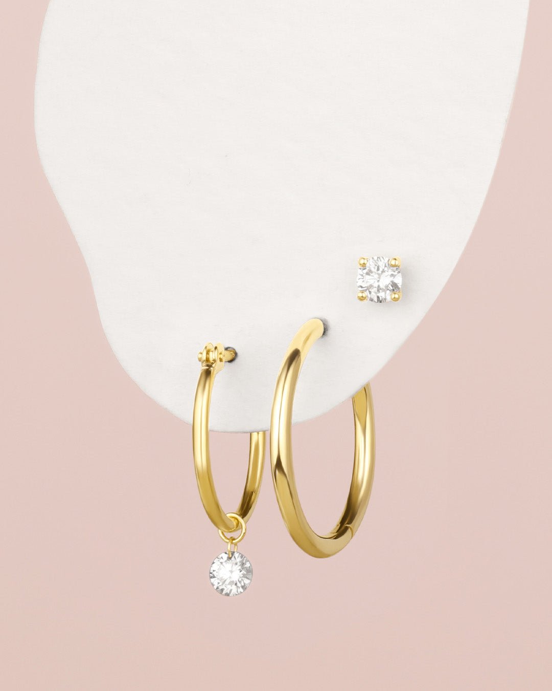 hoop earrings and diamond studs