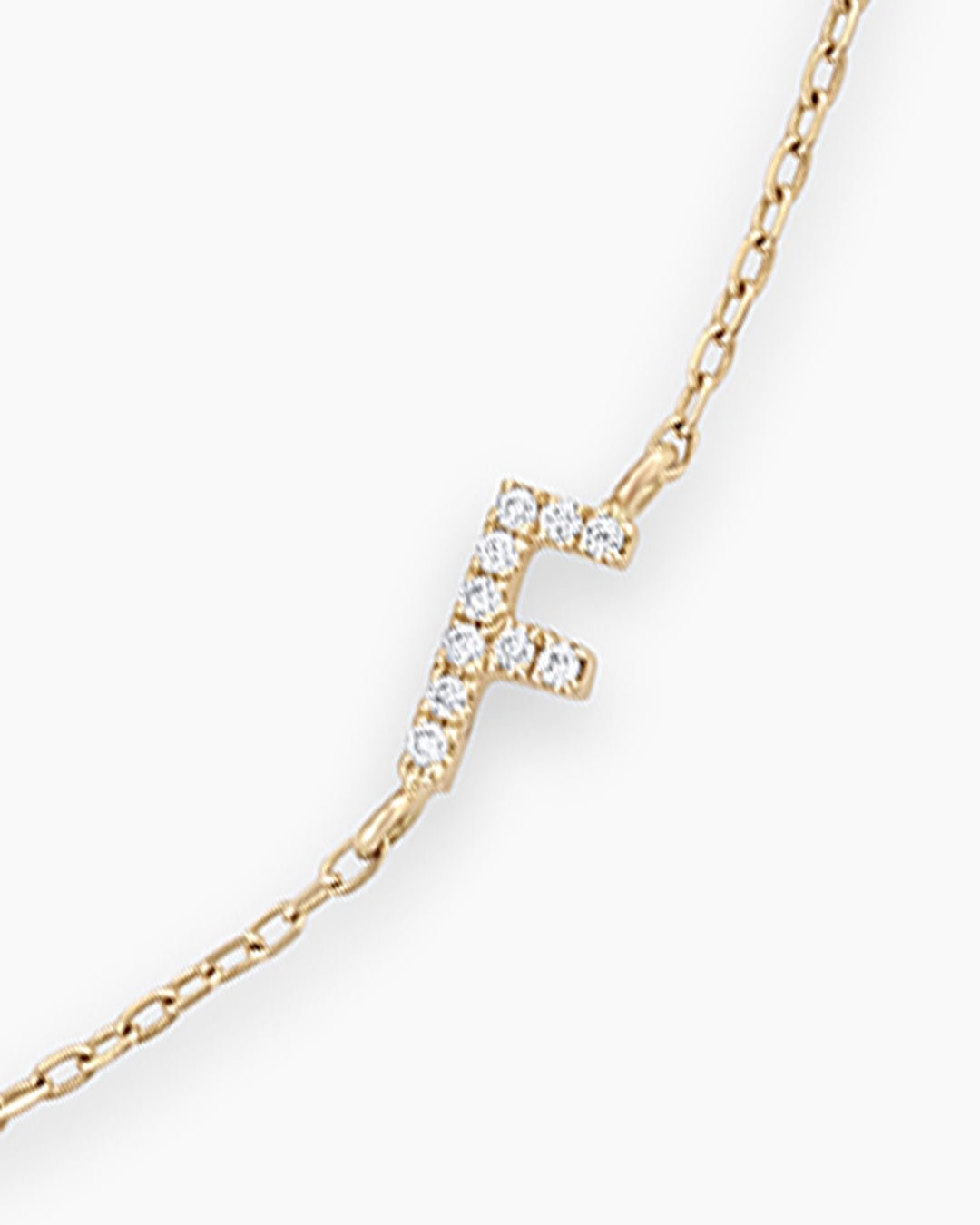 Diamond Pavé Alphabet Bracelet #A || option::14k Solid Gold, F