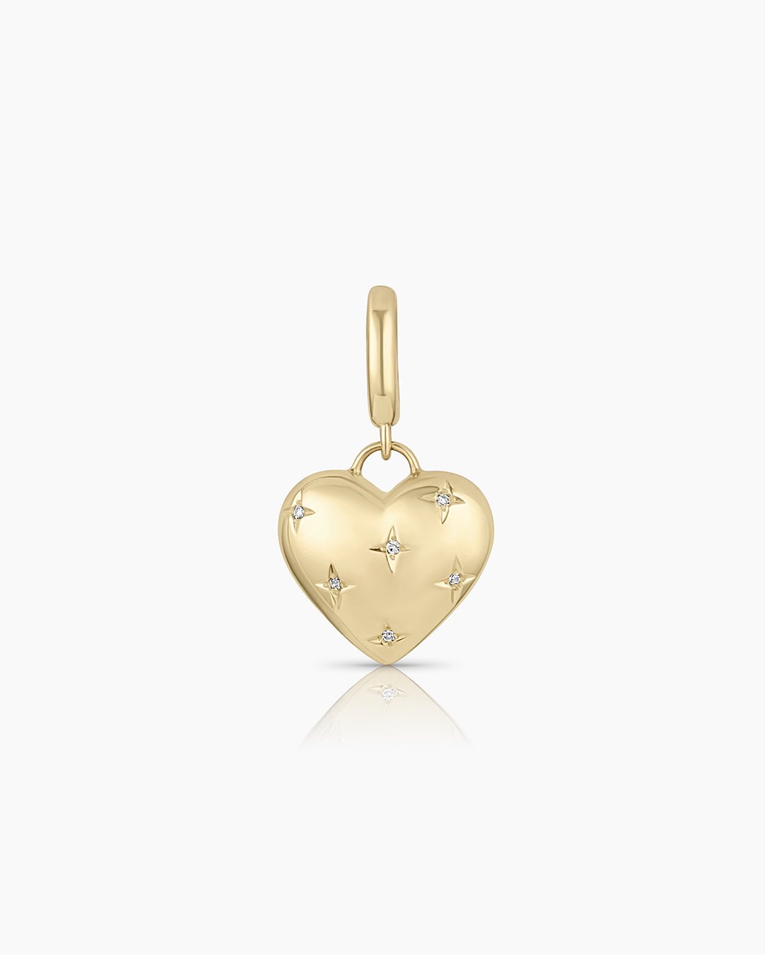 14k Gold Diamond Heartful Charm || option::14k Solid Gold