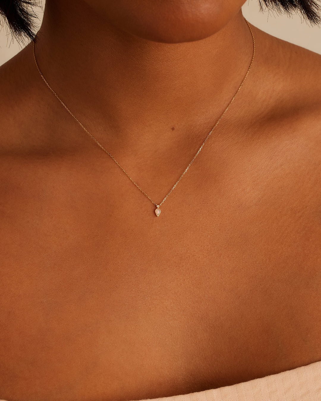 Diamond and Opal Necklace || option::14k Solid Gold