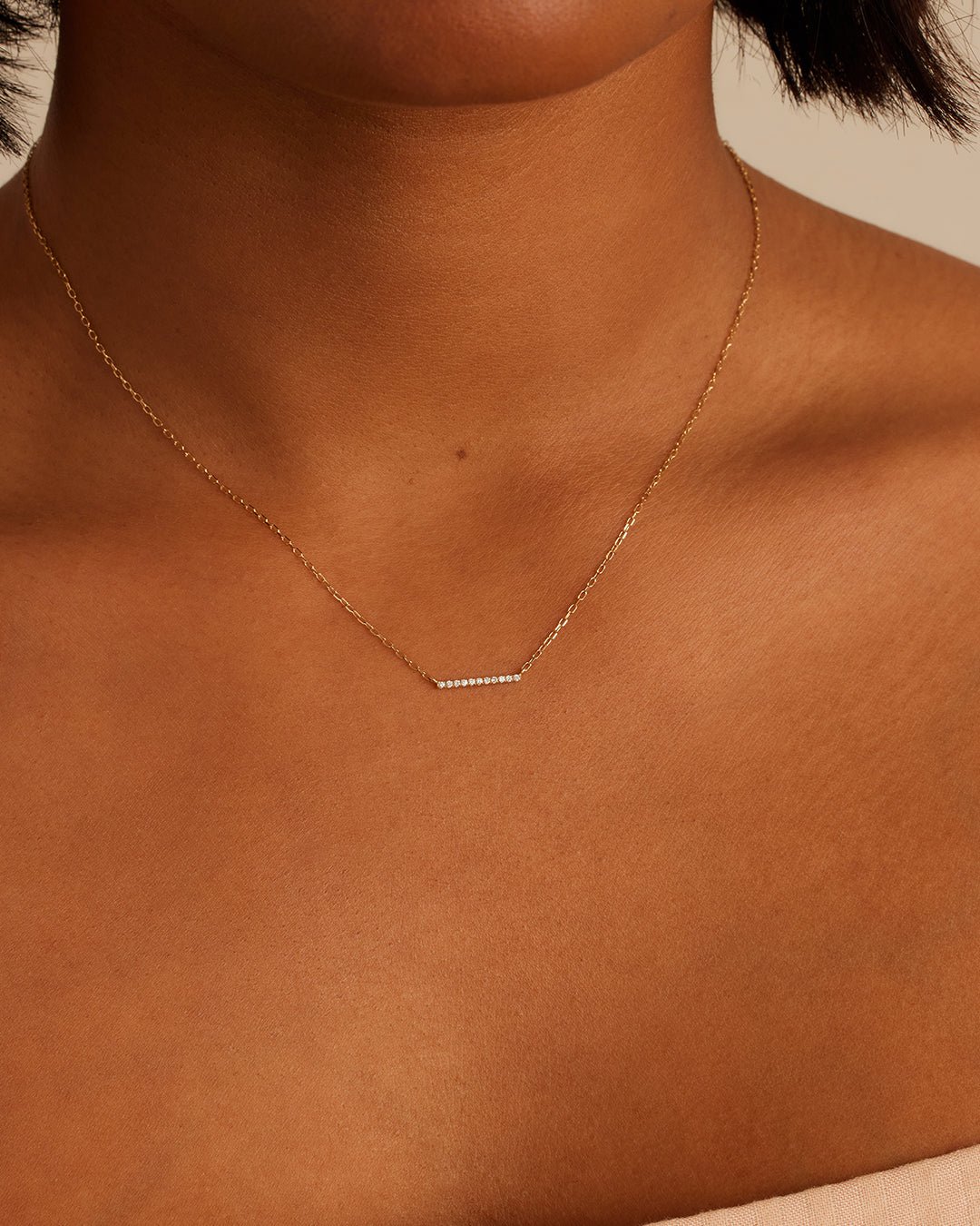 Diamond Bar Necklace || option::14k Solid Gold