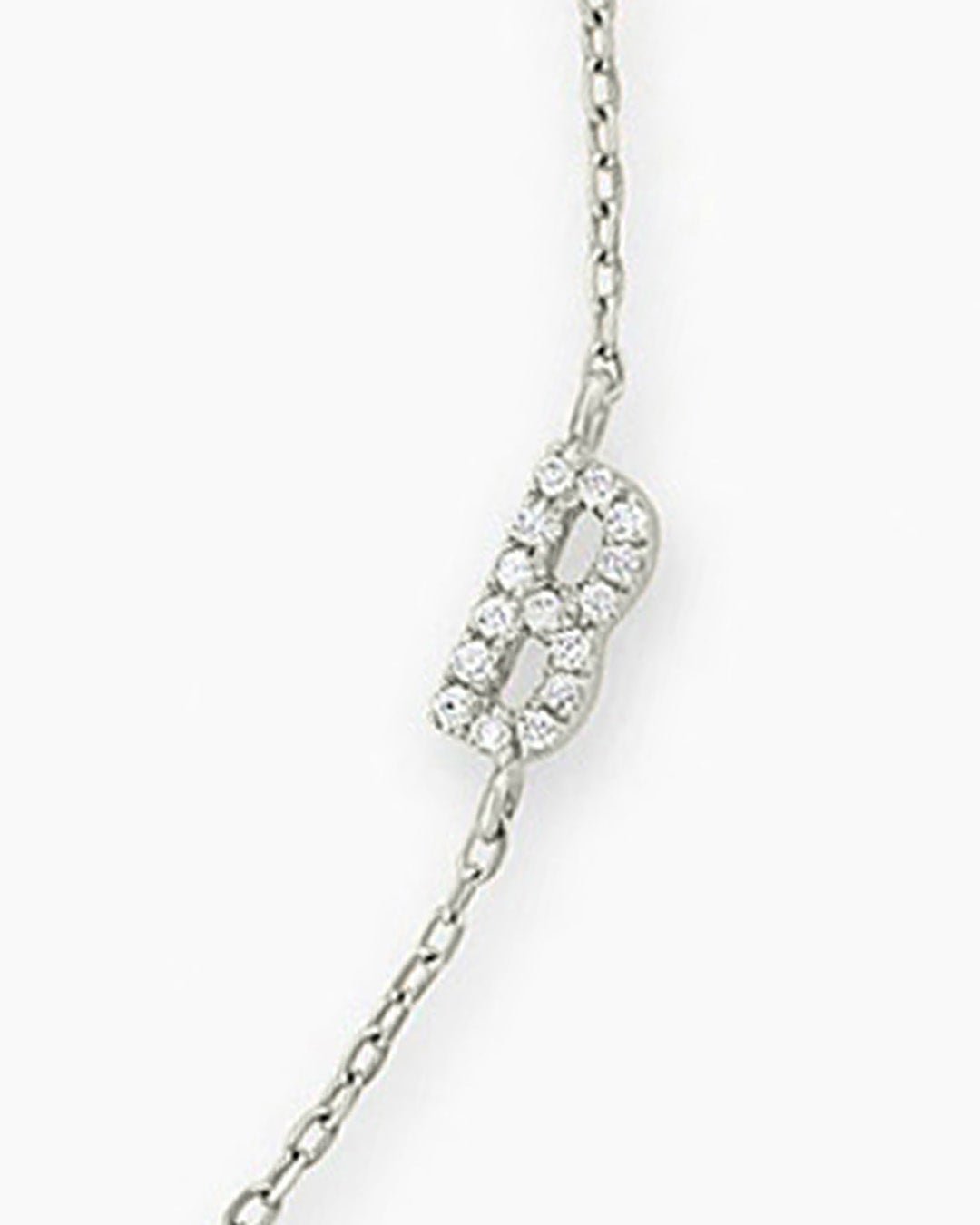 Diamond Pavé Alphabet Bracelet #A || option::14k Solid White Gold, B