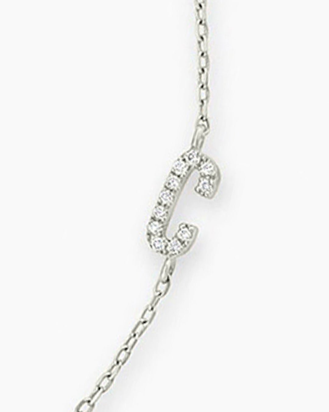 Diamond Pavé Alphabet Bracelet #A || option::14k Solid White Gold, C